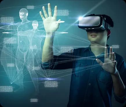 AR, VR, and MR headset comparison with abstract background