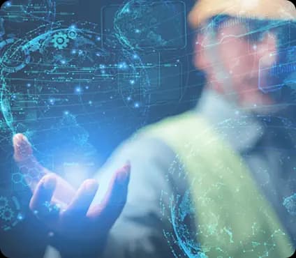 Augmented reality hologram interface used in business meeting