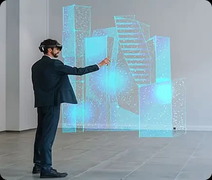 Professional viewing spatial computing visualization on tablet